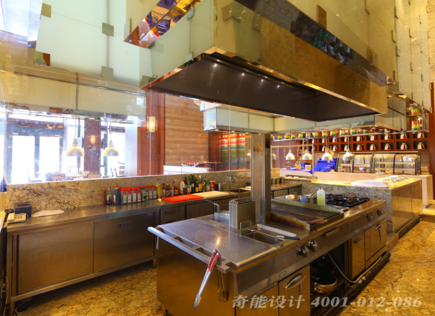 酒店開放式廚房設計效果圖